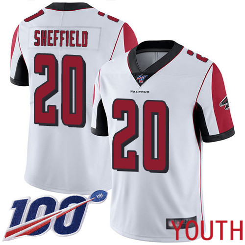 Atlanta Falcons Limited White Youth Kendall Sheffield Road Jersey NFL Football #20 100th Season Vapor Untouchable->youth nfl jersey->Youth Jersey